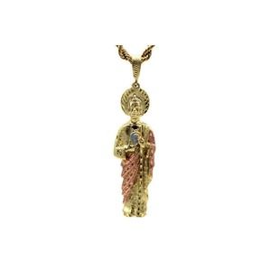 Large St Jude Pendant with Necklace Gold Filled Three Tone NEW